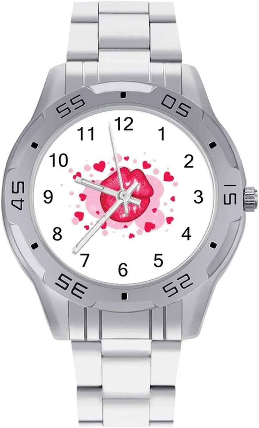 Love-kiss Stainless Steel Metal Strap Simple Business Watches for Men Easy Reader Work Casual Watch