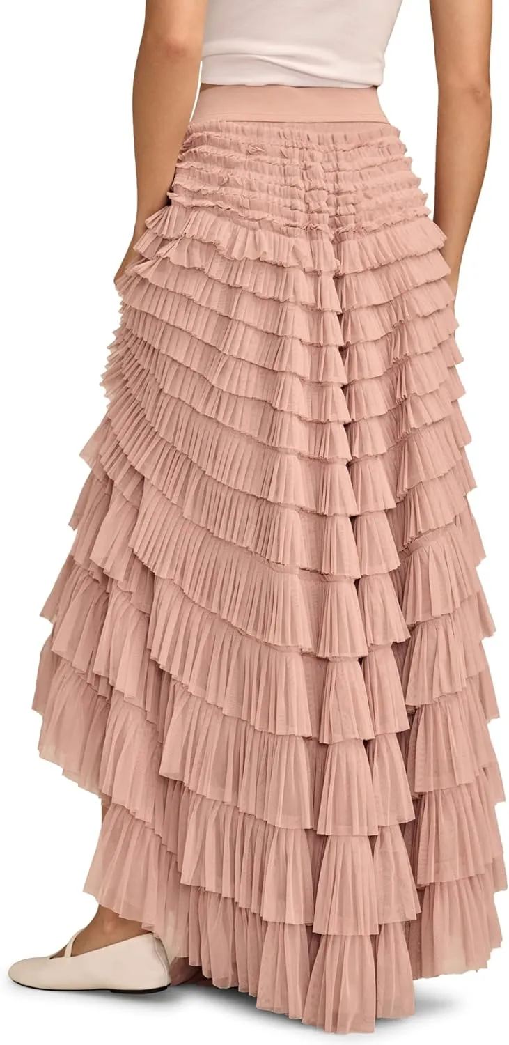 Lucky Brand Women's Tulle Ruffle Maxi Skirt