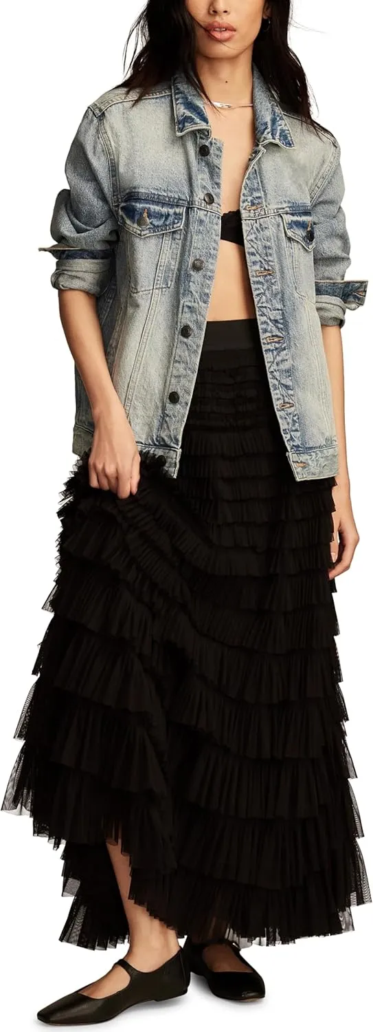 Lucky Brand Women's Tulle Ruffle Maxi Skirt