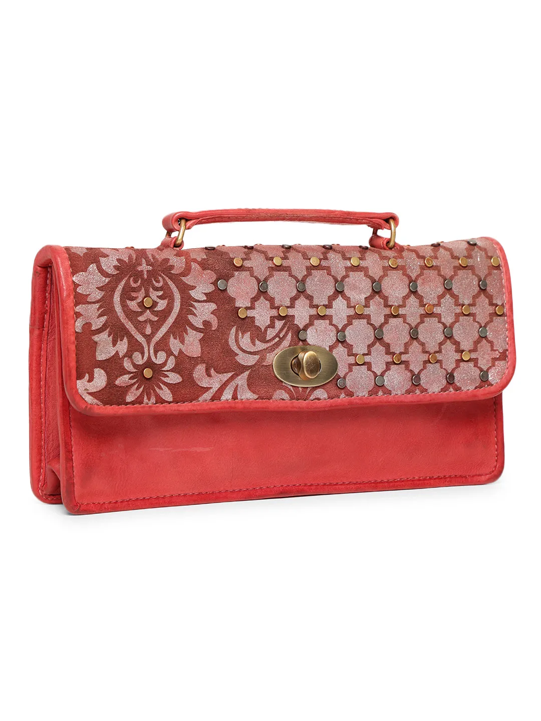 LUMINOSA: Ruby Red Leather Crossbody Bag by Art N Vintage