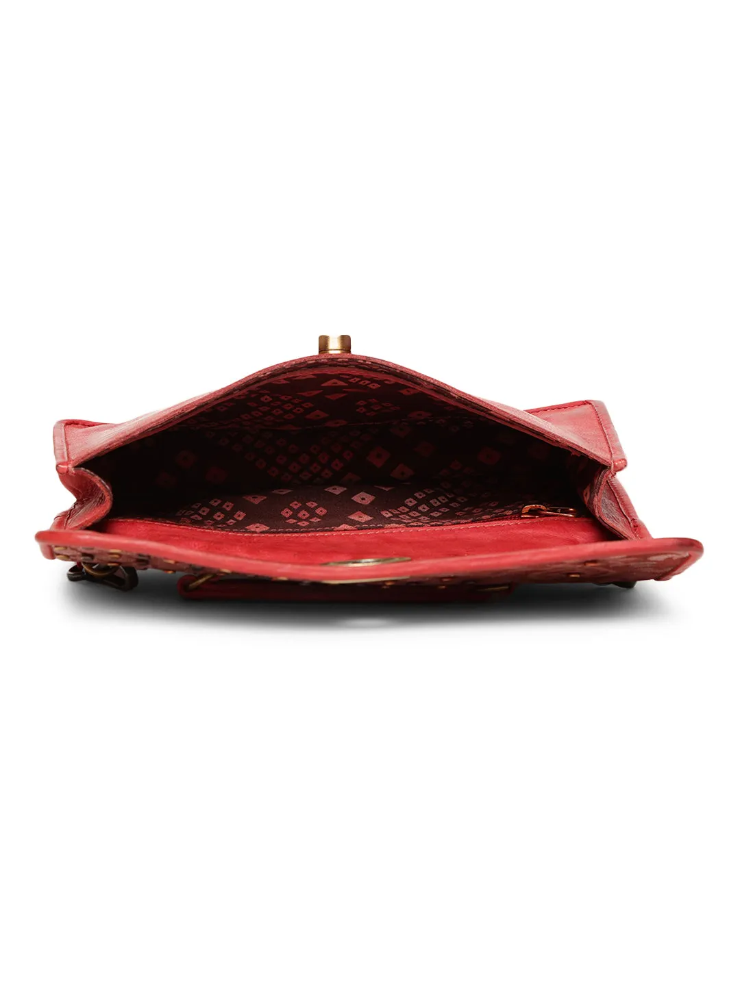LUMINOSA: Ruby Red Leather Crossbody Bag by Art N Vintage