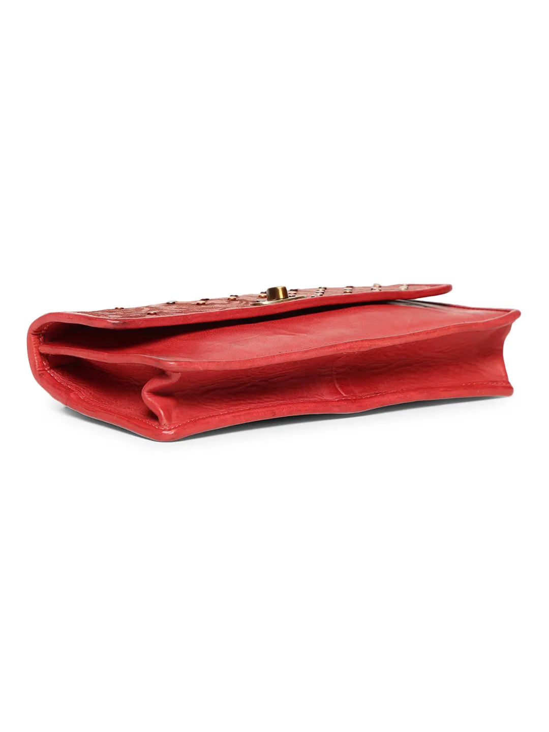 LUMINOSA: Ruby Red Leather Crossbody Bag by Art N Vintage