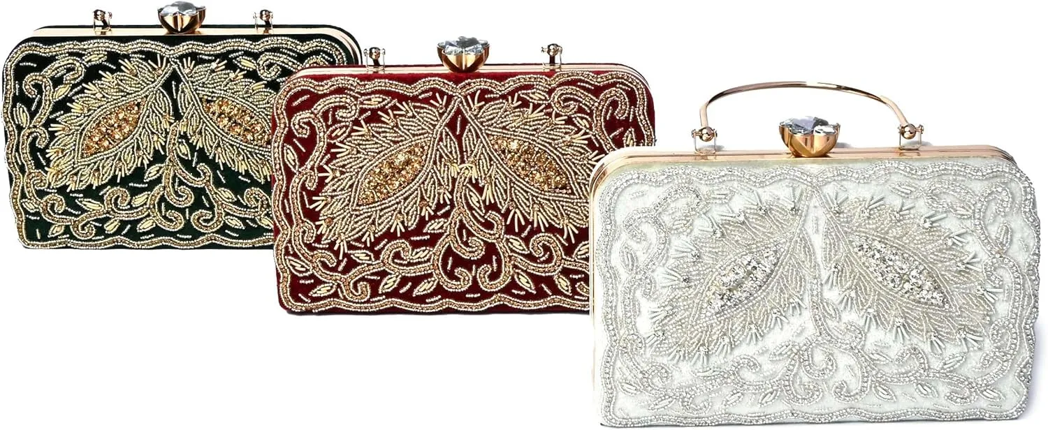 Luxury Beaded Clutch for Women || Embroidered Handbag || Elegant Purse