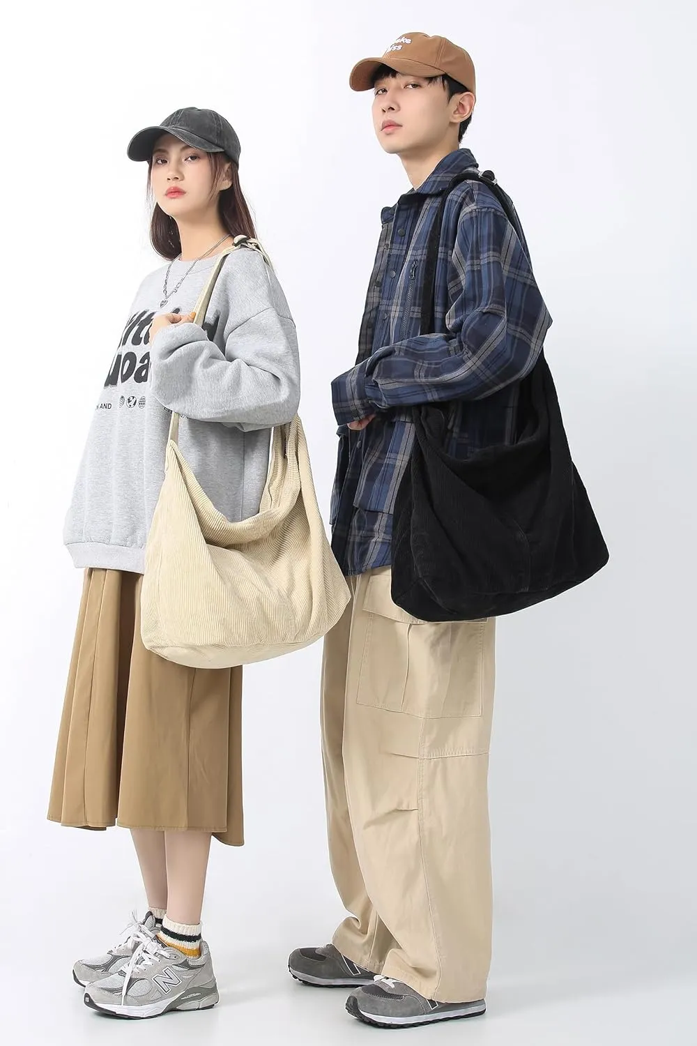 Makukke Corduroy Tote Bag - Women's Shoulder Handbag - Big Capacity Hobo - Casual Work Shopping