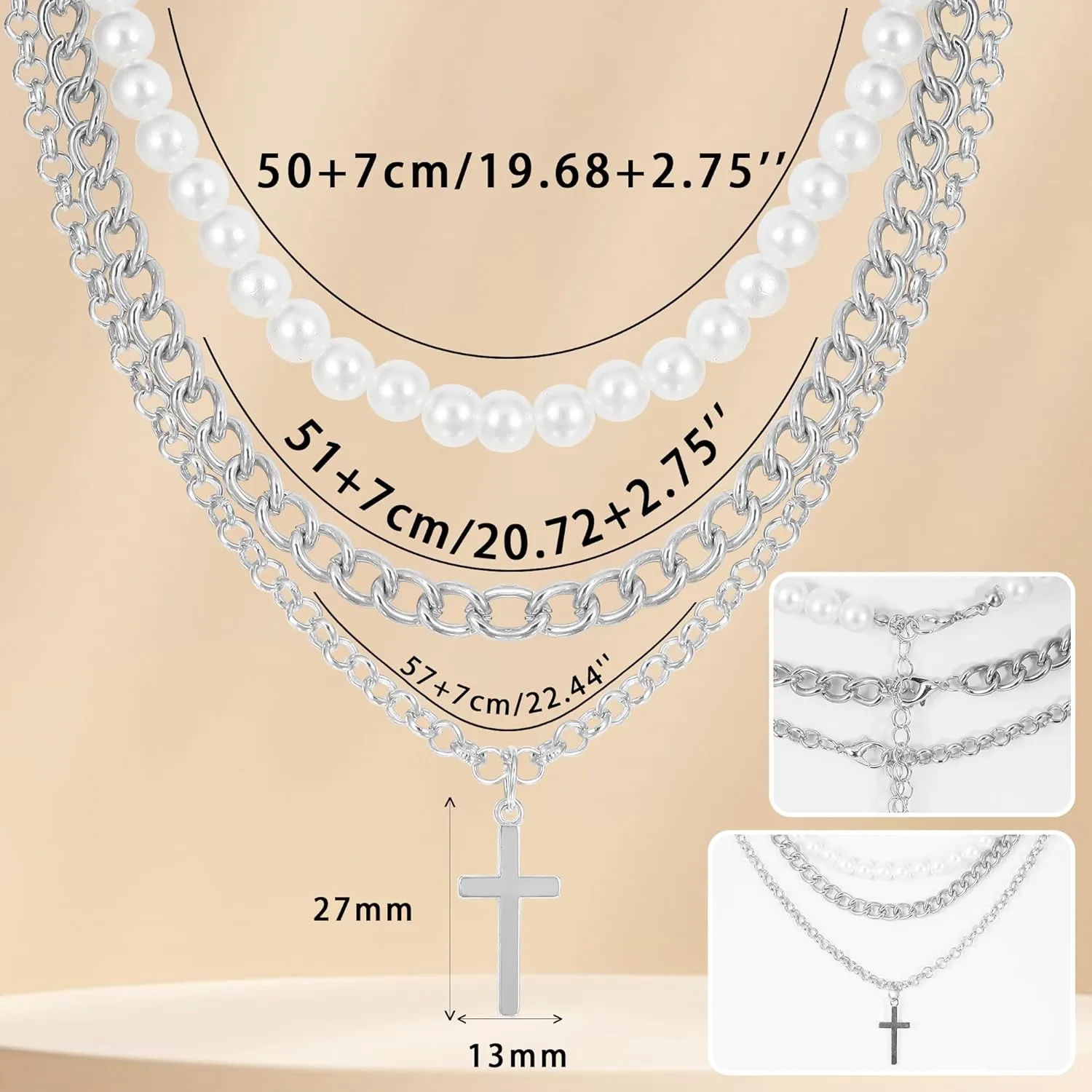 Manfnee Layered Cross Necklace for Women Gold/Silver Plated Choker Necklaces Cross Pendant Necklaces Jewelry Trendy