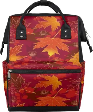 Maple Leaf Diaper Bag Tote Large Capacity Waterproof with Adjustable Shoulder Strap and Pram Straps Mommy Bag for Hospital Beach Weekender Travel