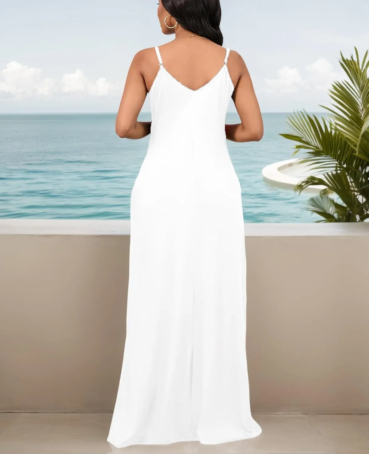 Maxi Dress for Women 2025 Plus Size Summer Casual Sexy Floral Sleeveless Vacation Long Sundresses with Pockets