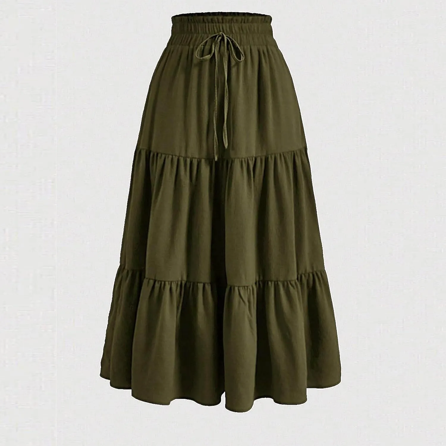 Maxi Skirts for Women 2025 Summer Fashion Flowy Pleated Long Skirt Casual Boho High Waisted Drawstring A Line Skirts