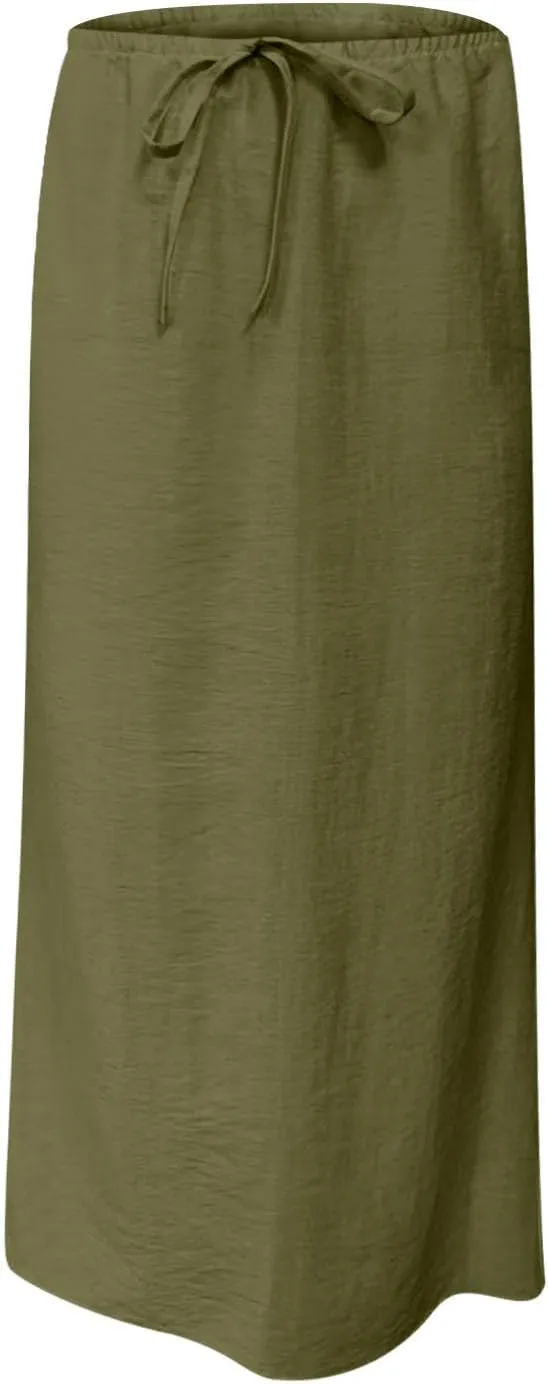Maxi Skirts for Women Summer Design Cotton Linen Long Skirts Boho Casual Flowy Skirts Drawstring Waist A Line Skirts