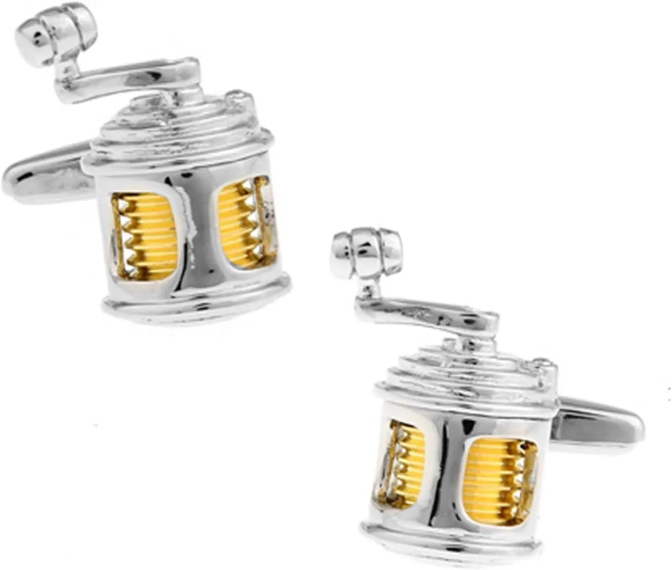 Men Cufflinks The Paint Bucket Silver Yellow Cufflinks Fashion Tuxedo Cufflinks Business Wedding