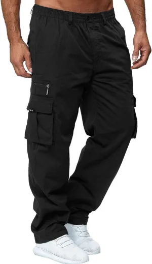 Men Outdoor Cargo Pants Relaxed Fit Lightweight Tactical Pant Hiking Jogger Classic Fit Multi Pockets 2024