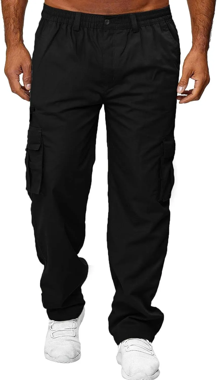 Men Outdoor Cargo Pants Relaxed Fit Lightweight Tactical Pant Hiking Jogger Classic Fit Multi Pockets 2024