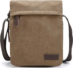 Men's Canvas Bag Shoulder Bags Small Travel Crossbody Bags Vintage Expansion Messenger Bag for Work Business