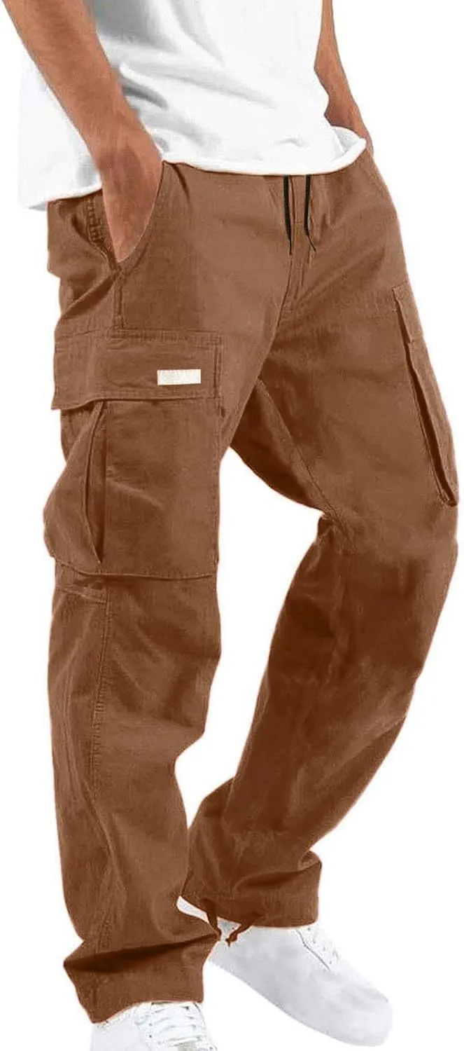 Mens Cargo Pants Relaxed Fit,Man Hiking Pant Training Athletic Sport Sweatpants,Lightweight Pants Men