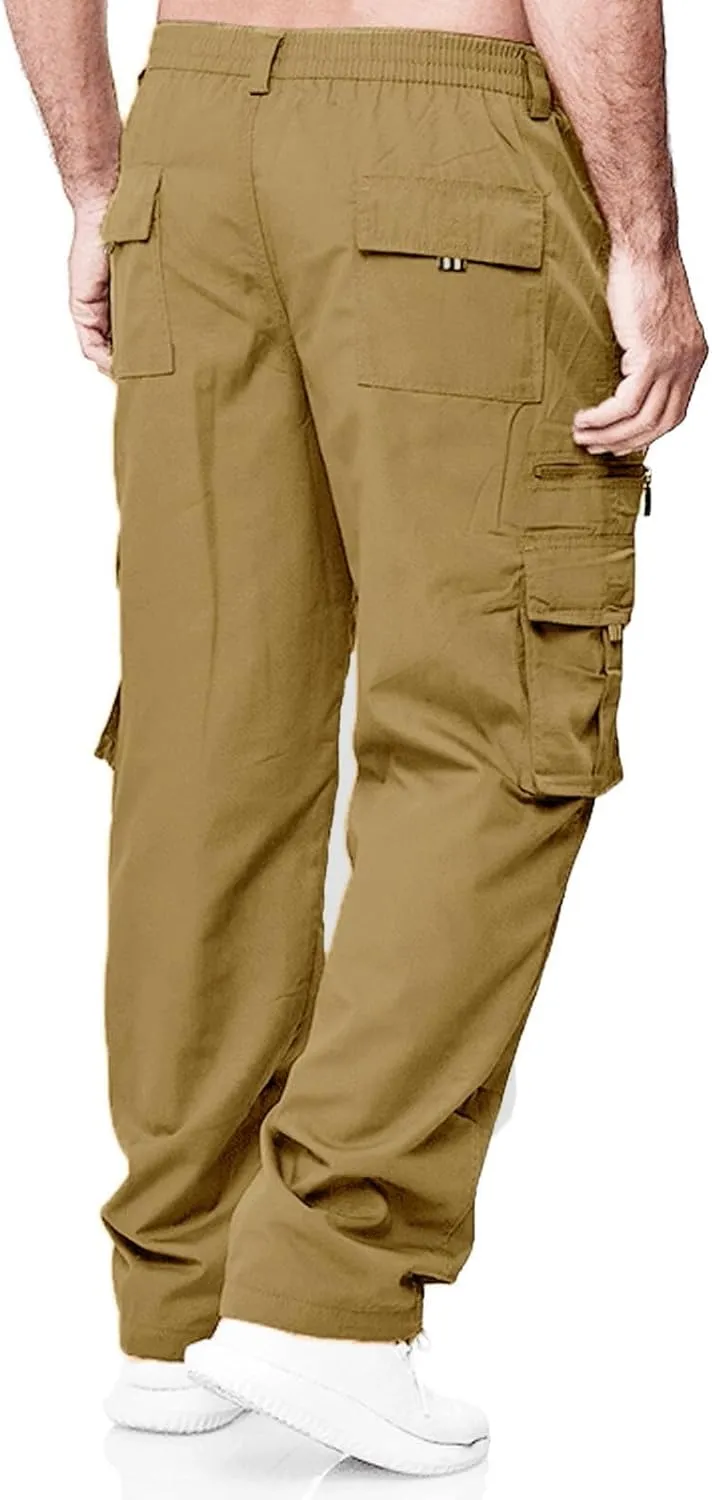 Mens Casual Jogger Pants Relaxed Fit Cargo Pants Drawstring Sweatpants Hiking Outdoor Workout Sport Pants Trousers