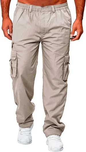 Mens Casual Jogger Pants Relaxed Fit Cargo Pants Drawstring Sweatpants Hiking Outdoor Workout Sport Pants Trousers