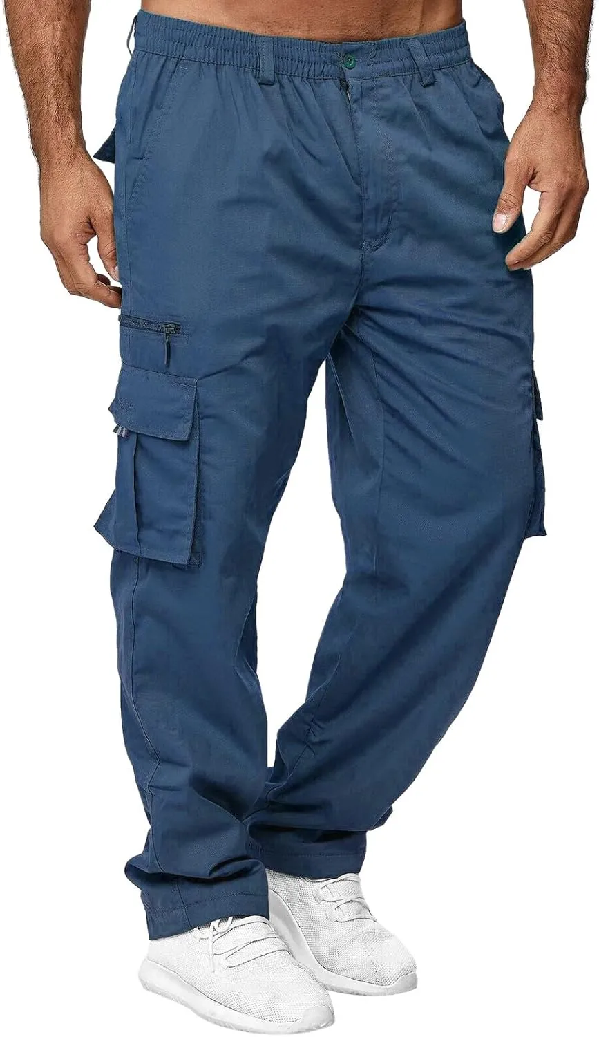 Mens Casual Jogger Pants Relaxed Fit Cargo Pants Drawstring Sweatpants Hiking Outdoor Workout Sport Pants Trousers