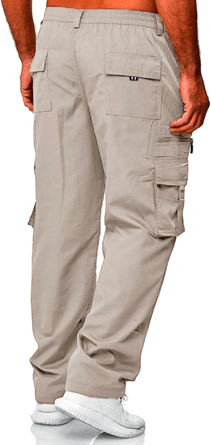Mens Casual Jogger Pants Relaxed Fit Cargo Pants Drawstring Sweatpants Hiking Outdoor Workout Sport Pants Trousers