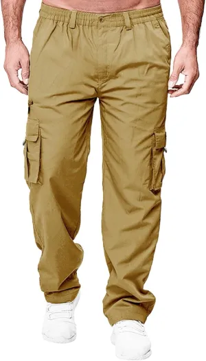 Mens Casual Jogger Pants Relaxed Fit Cargo Pants Drawstring Sweatpants Hiking Outdoor Workout Sport Pants Trousers