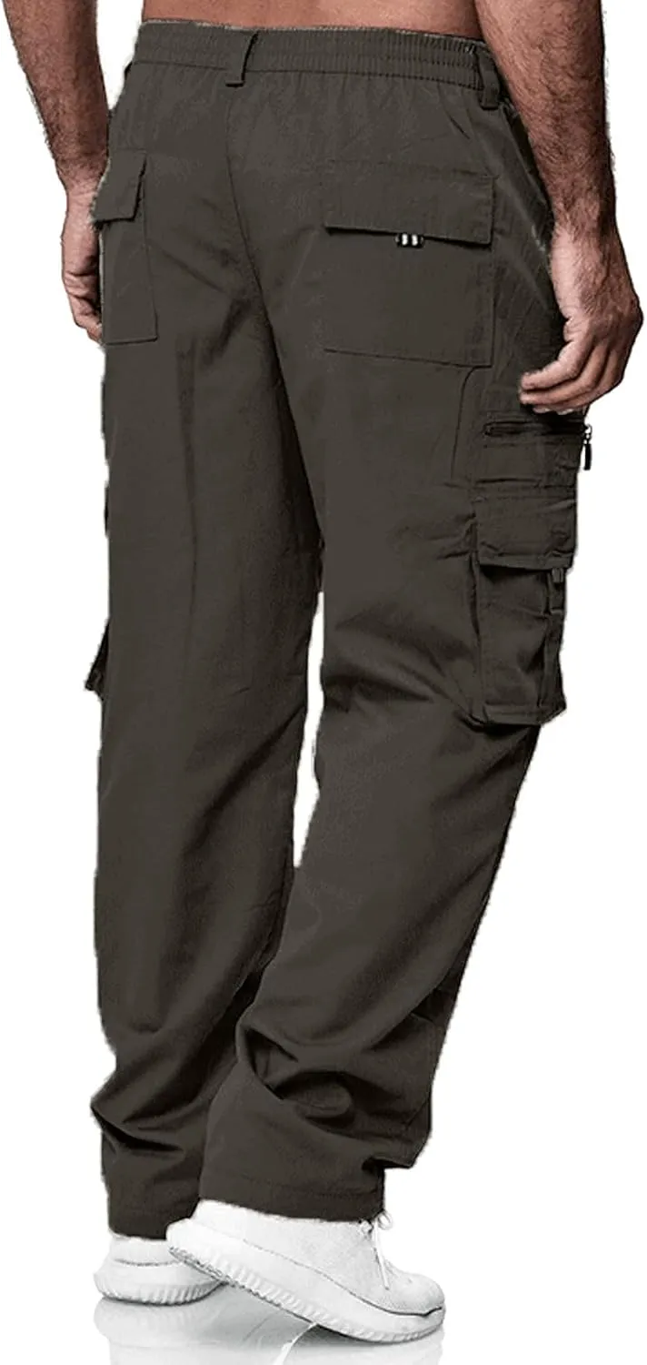 Mens Casual Jogger Pants Relaxed Fit Cargo Pants Drawstring Sweatpants Hiking Outdoor Workout Sport Pants Trousers