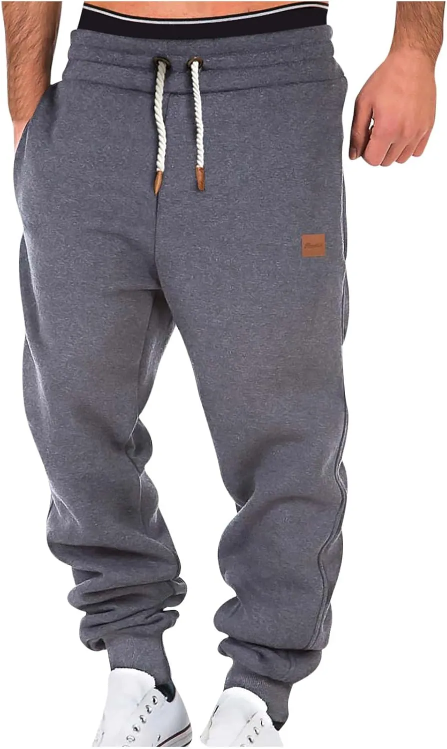 Men's Casual Joggers Pants Drawstring Chino Cargo Pants Hiking Outdoor Twill Track Fitness Sweatpants with Pockets