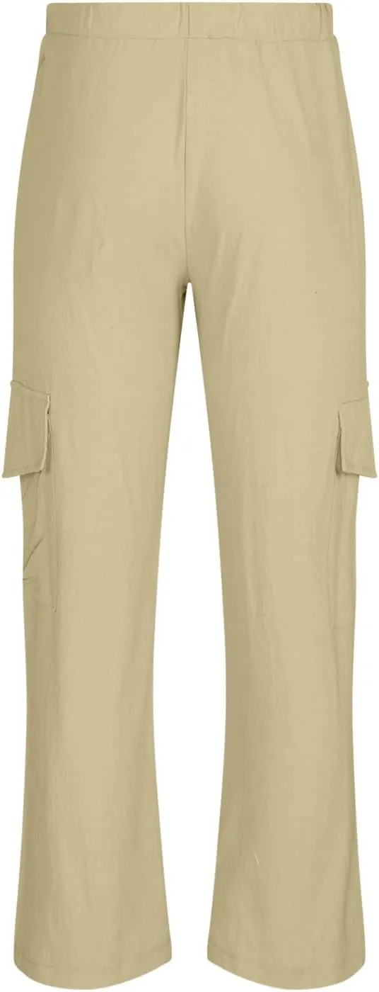 Men's Casual Pants Linen Pants Summer Beach Pants Drawstring Yoga Pants Loose Fit Elastic Waist Pants