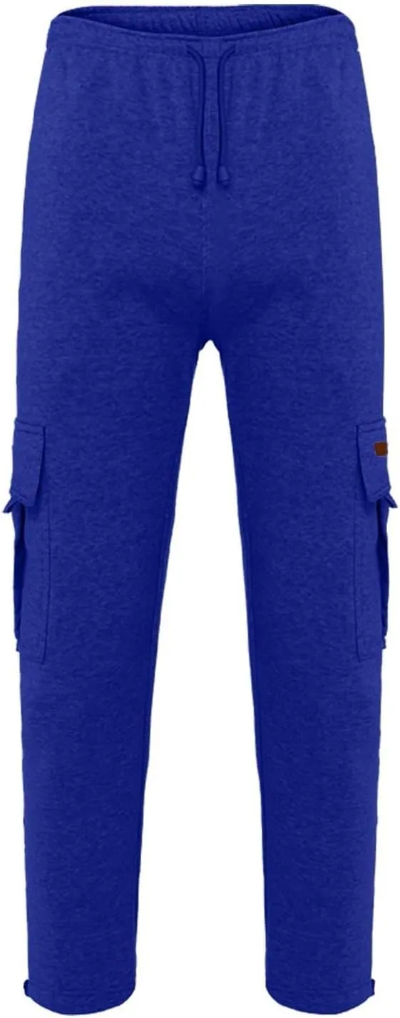 Men's Casual Sweatpants Drawstring Baggy Wide Straight Leg Relaxed Fit Overalls Multi-Pocket Trousers