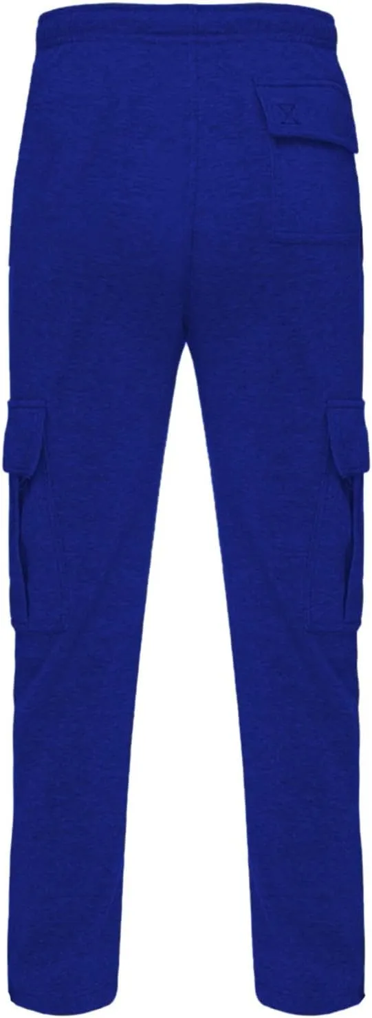 Men's Casual Sweatpants Drawstring Baggy Wide Straight Leg Relaxed Fit Overalls Multi-Pocket Trousers
