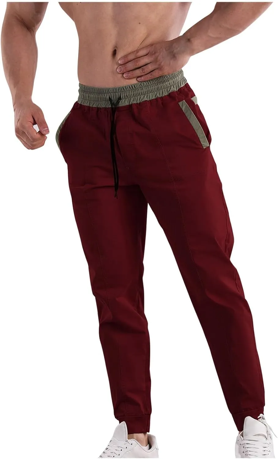 Mens Drawstring Hiking Cargo Pants Outdoor Performance Pants Leisure Belted Foot Pants Fashion Pants Fall Pants