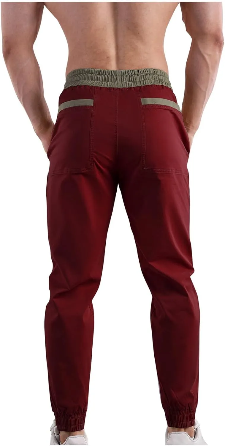 Mens Drawstring Hiking Cargo Pants Outdoor Performance Pants Leisure Belted Foot Pants Fashion Pants Fall Pants