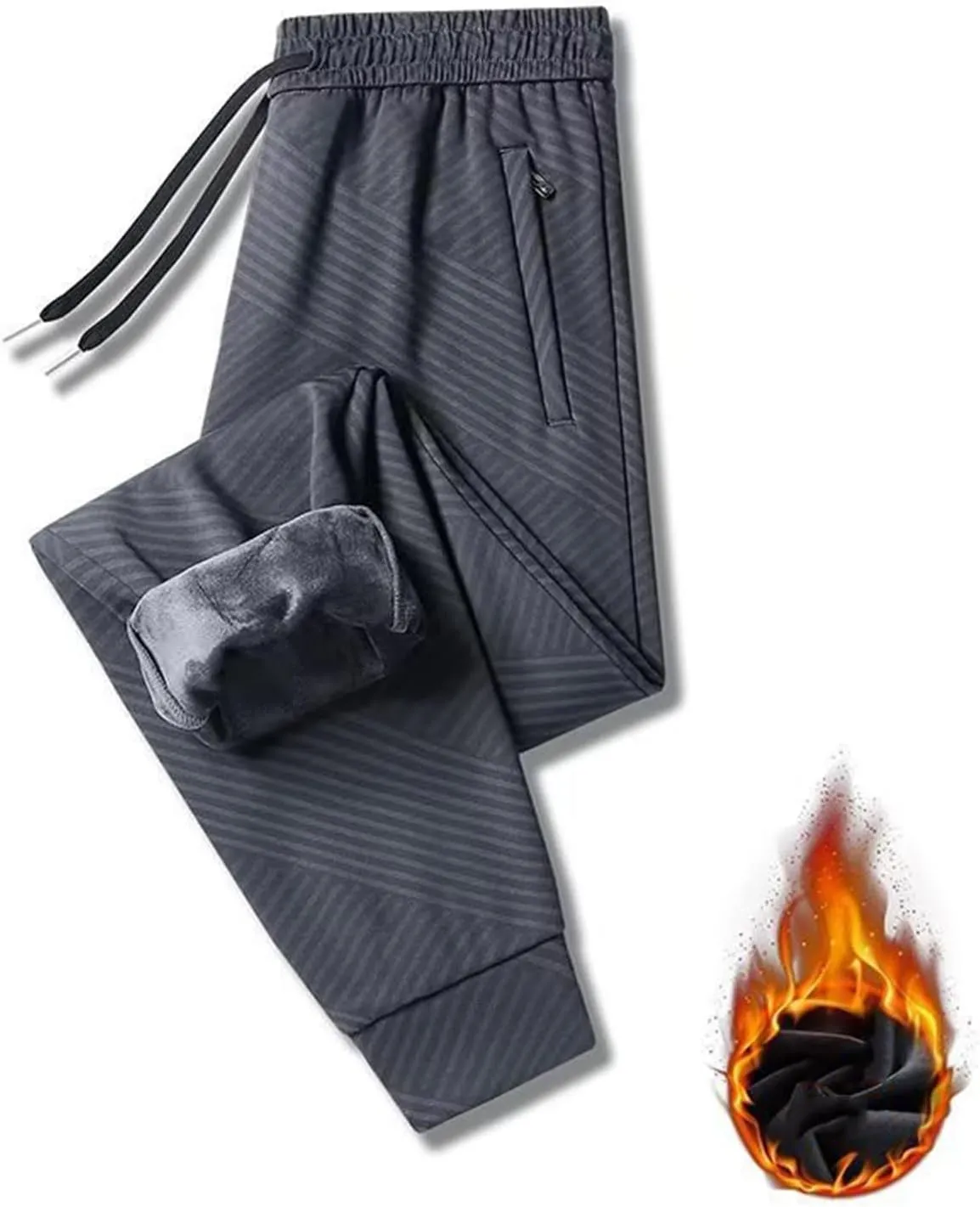 Men's Fleece Cargo Sweatpants Drawstring Baggy Wide Straight Leg Relaxed Fit Overalls Outdoor Yoga Trousers