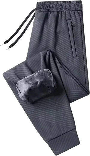 Men's Fleece Cargo Sweatpants Drawstring Baggy Wide Straight Leg Relaxed Fit Overalls Outdoor Yoga Trousers