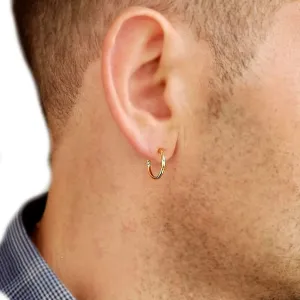 Mens Gold Hoop Earrings Small Hoops for men Huggie hoop earrings Mens Earrings Guys earrings Men Earrings, 10mm, 12mm Hoops