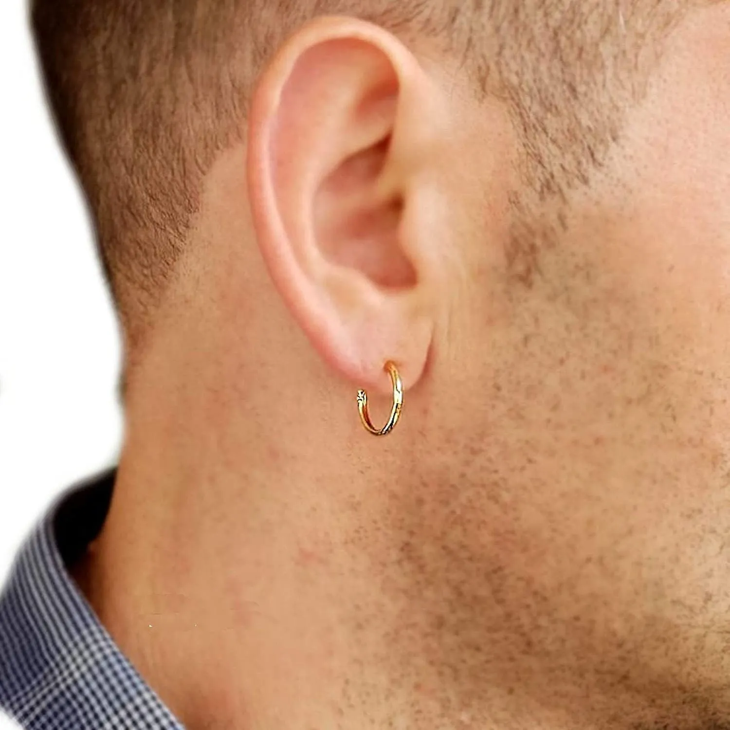 Mens Gold Hoop Earrings Small Hoops for men Huggie hoop earrings Mens Earrings Guys earrings Men Earrings, 10mm, 12mm Hoops