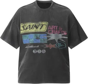 Men's Hip Hop Graphic Print Cotton T-Shirt Fashion Special Design Crewneck Rapper Short Sleeve Tops