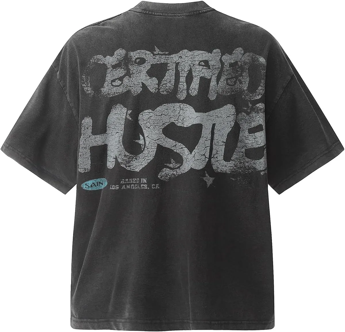 Men's Hip Hop Graphic Print Cotton T-Shirt Fashion Special Design Crewneck Rapper Short Sleeve Tops