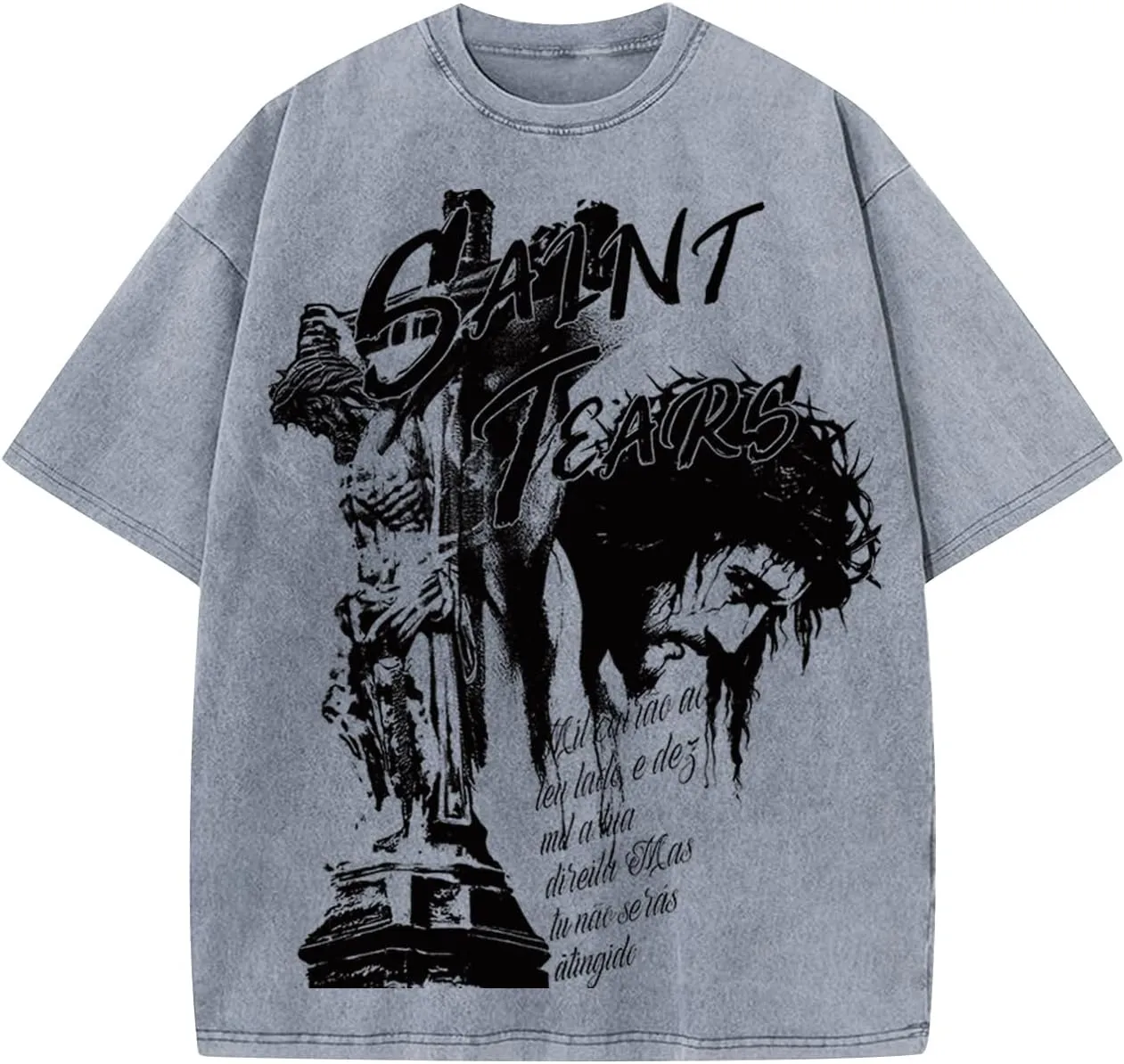 Men's Hip Hop Graphic Print Cotton T-Shirt Fashion Special Design Crewneck Rapper Short Sleeve Tops