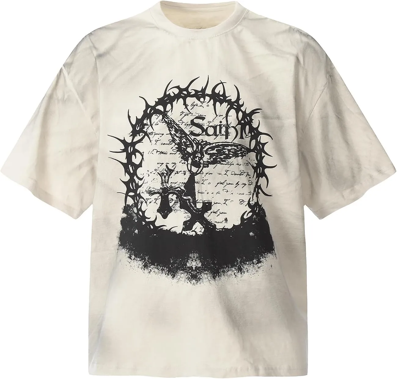 Men's Hip Hop Graphic Print Cotton T-Shirt Fashion Special Design Crewneck Rapper Short Sleeve Tops
