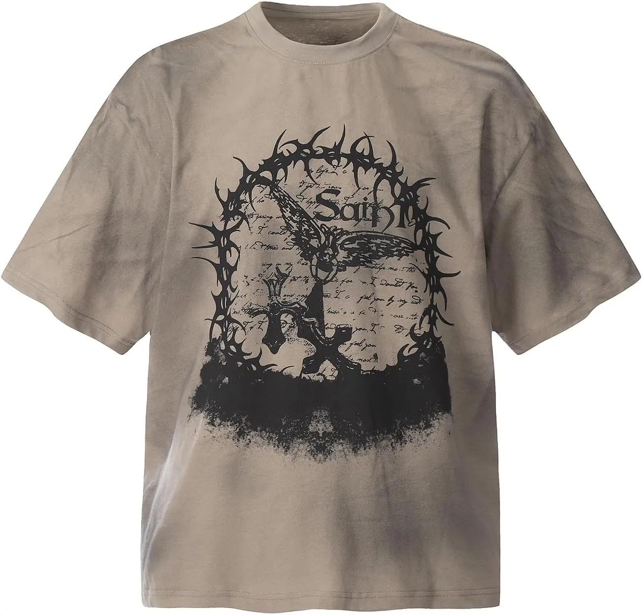 Men's Hip Hop Graphic Print Cotton T-Shirt Fashion Special Design Crewneck Rapper Short Sleeve Tops
