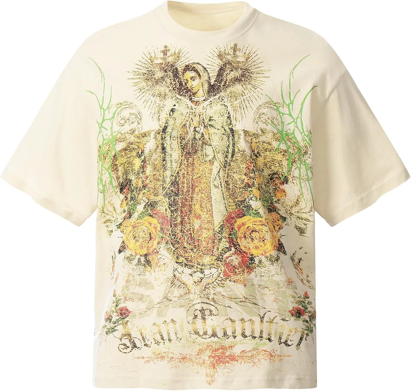 Men's Hip Hop Graphic Print Cotton T-Shirt Fashion Special Design Crewneck Rapper Short Sleeve Tops