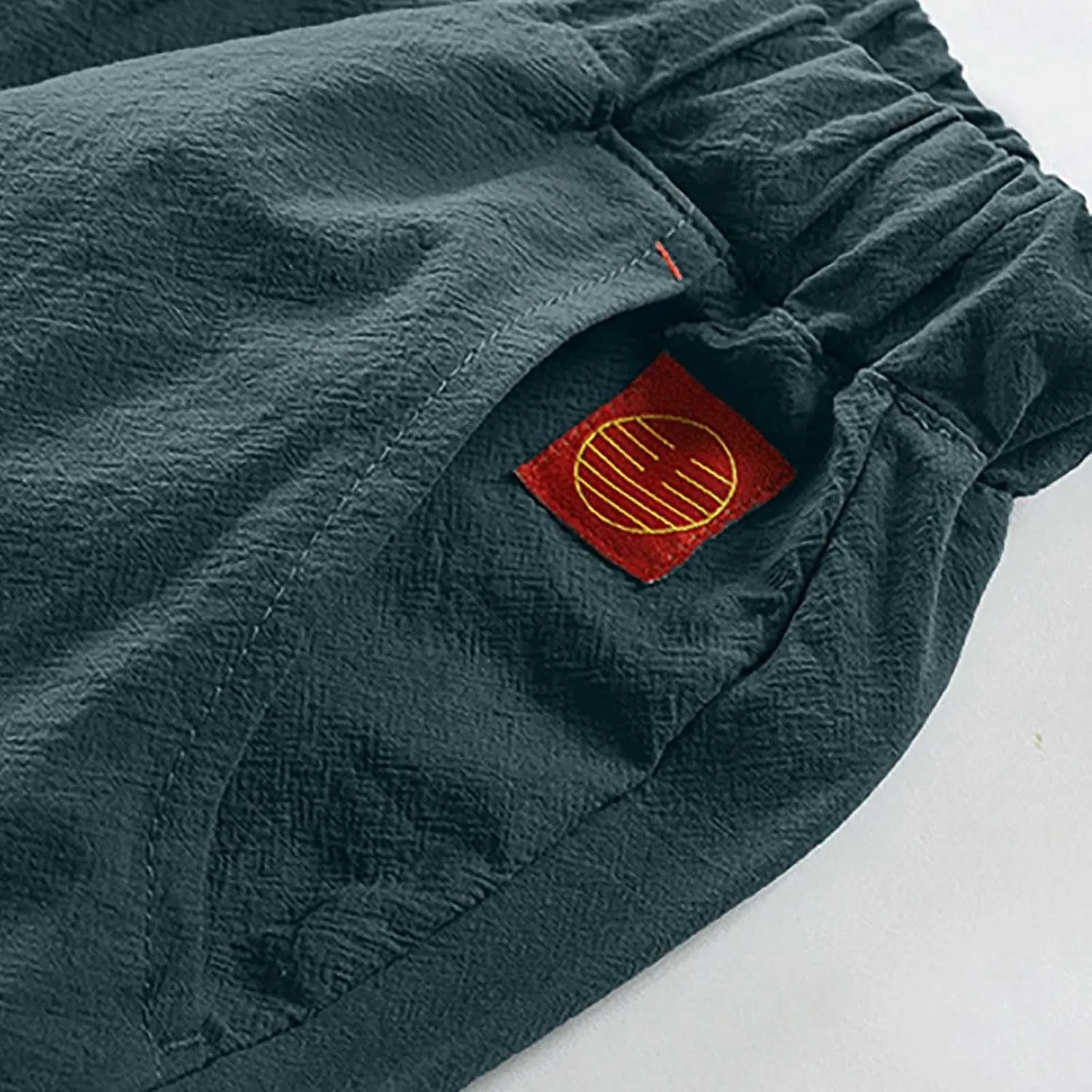 Mens Linen Pants Casual Pants Drawstring Beach Pants Relaxed-Fit Yoga Pants Soft Elastic Waist Pants