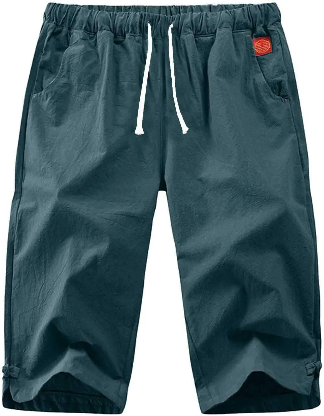 Mens Linen Pants Casual Pants Drawstring Beach Pants Relaxed-Fit Yoga Pants Soft Elastic Waist Pants