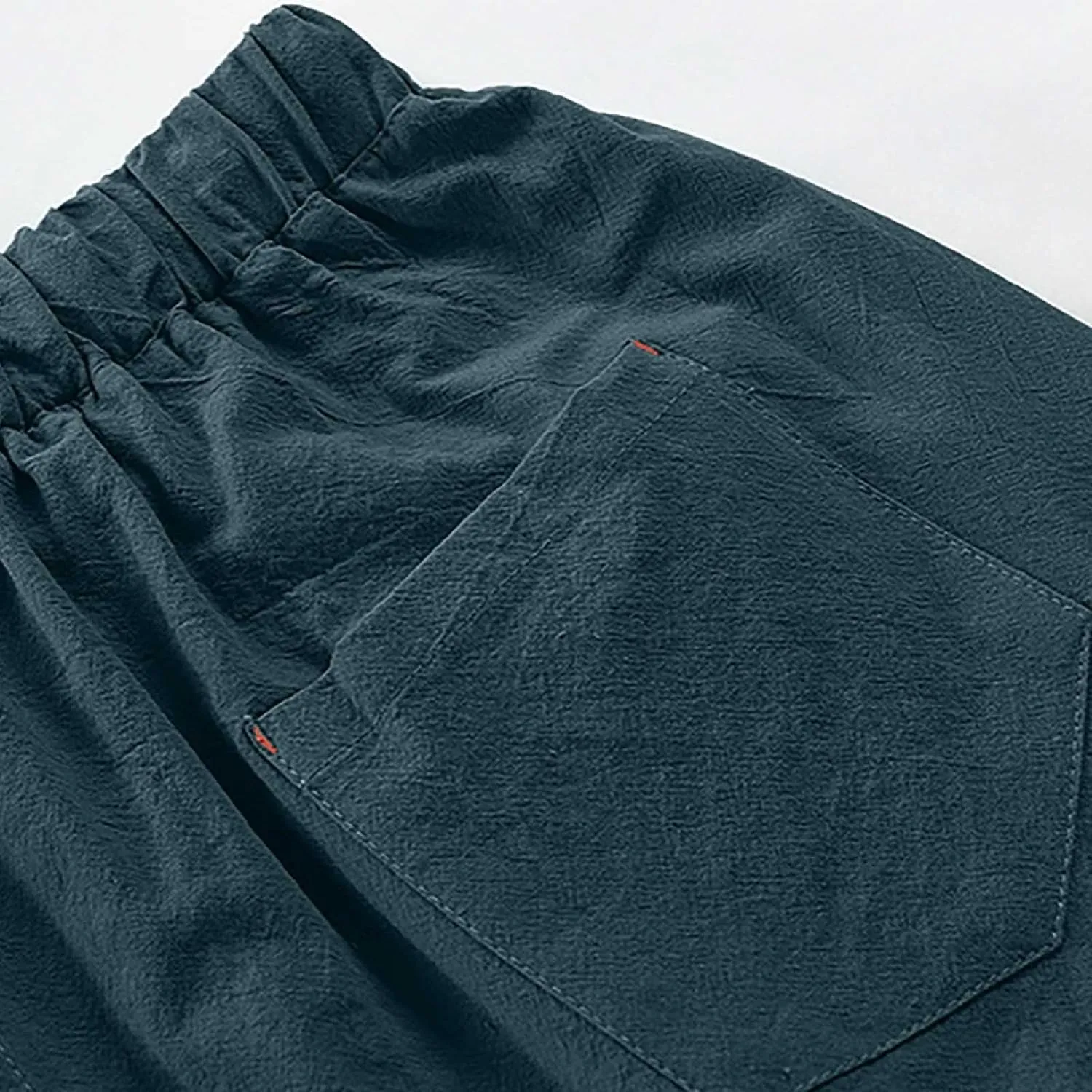 Mens Linen Pants Casual Pants Drawstring Beach Pants Relaxed-Fit Yoga Pants Soft Elastic Waist Pants