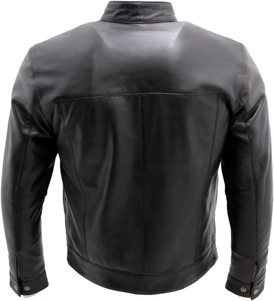 Men's Retro Black Nappa Leather Biker Jacket