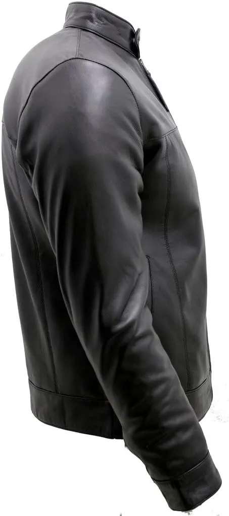 Men's Retro Black Nappa Leather Biker Jacket
