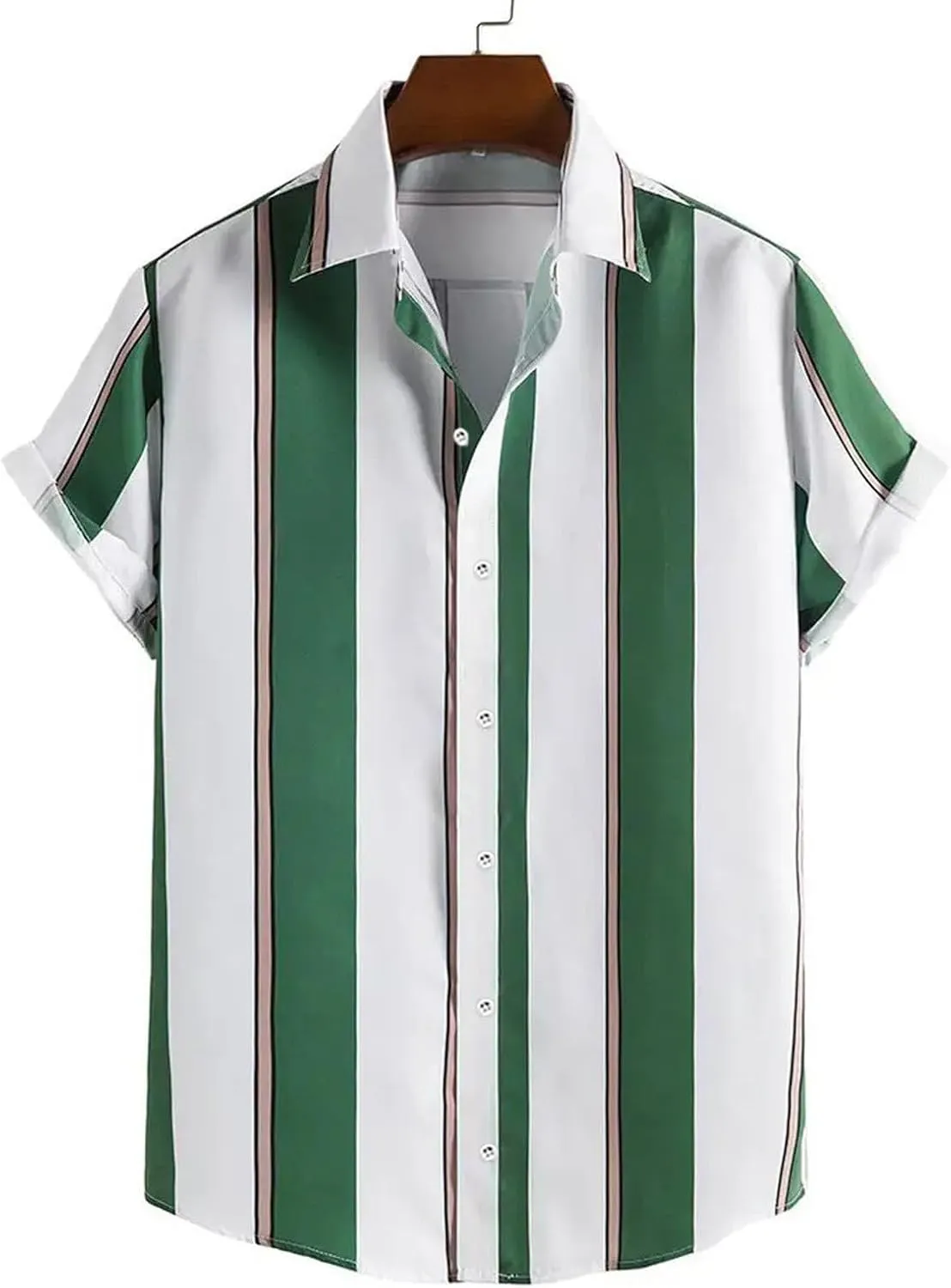 Men's Work Shirt Plaid Pearl Snap Shirts Short Sleeve Cuban Tees Vintage Western Shirts Casual Striped Shirts Tees