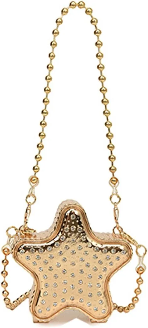 Mini Star Purse Bag Gold Mini Crossbody Bag Fashion Metal Clutch Bag Evening Clutch Purse Star Metal Handbag for Women.