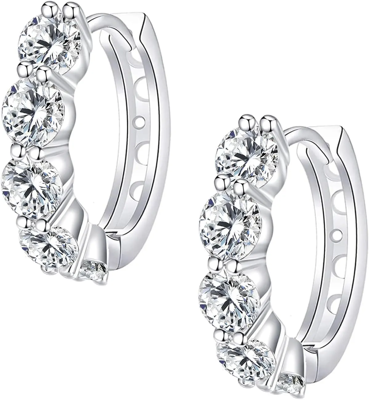 Moissanite Hoop Earrings, Huggie Hoops Sterling Silver Hoops Earrings for Women