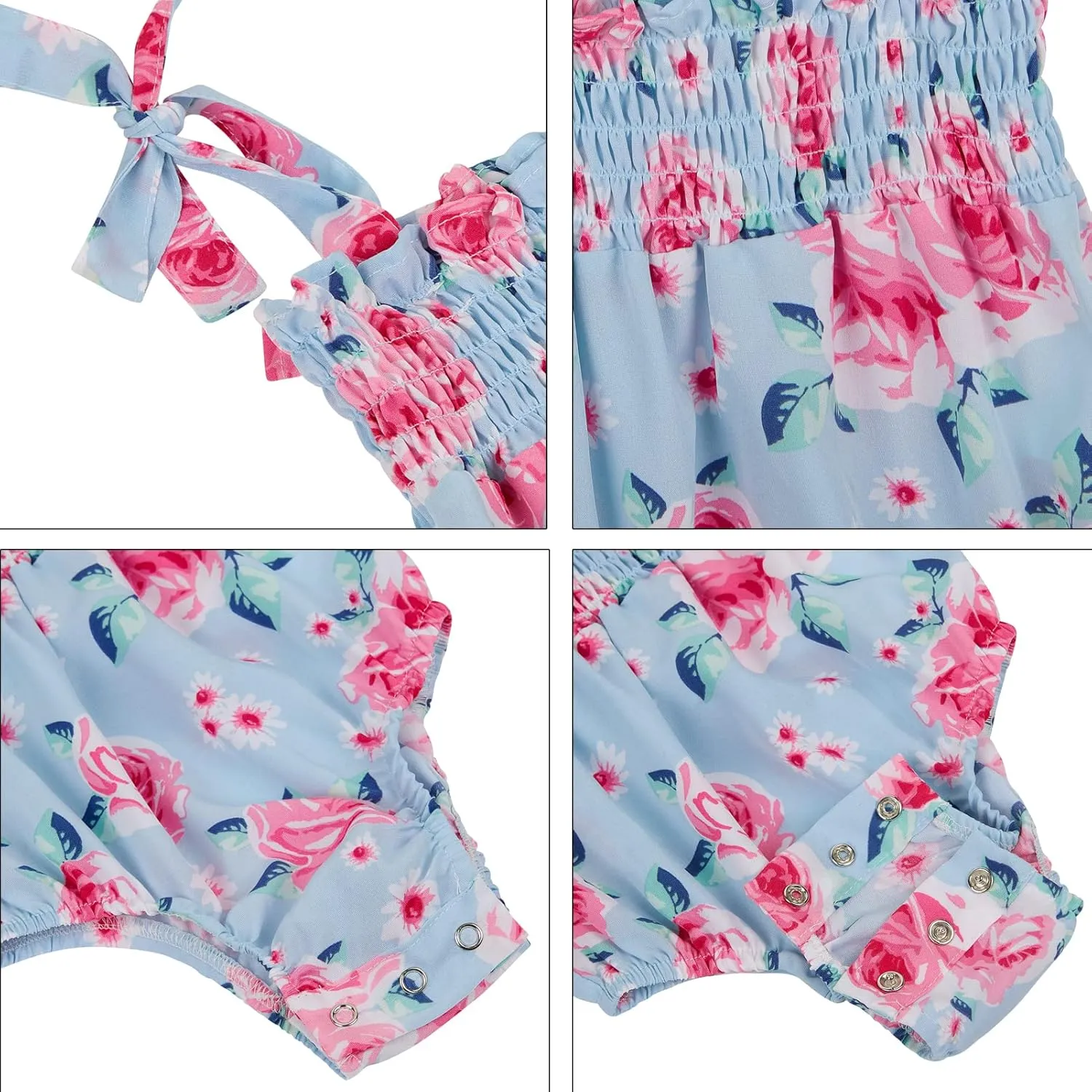 Mommy and Me Floral Smocked Dress Family Matching Outfits Set Sleeveless Sundress Beach Summer Casual Dress