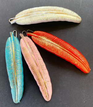 Most Unusual Vintage Feather Hair Clips 6.5cm long.